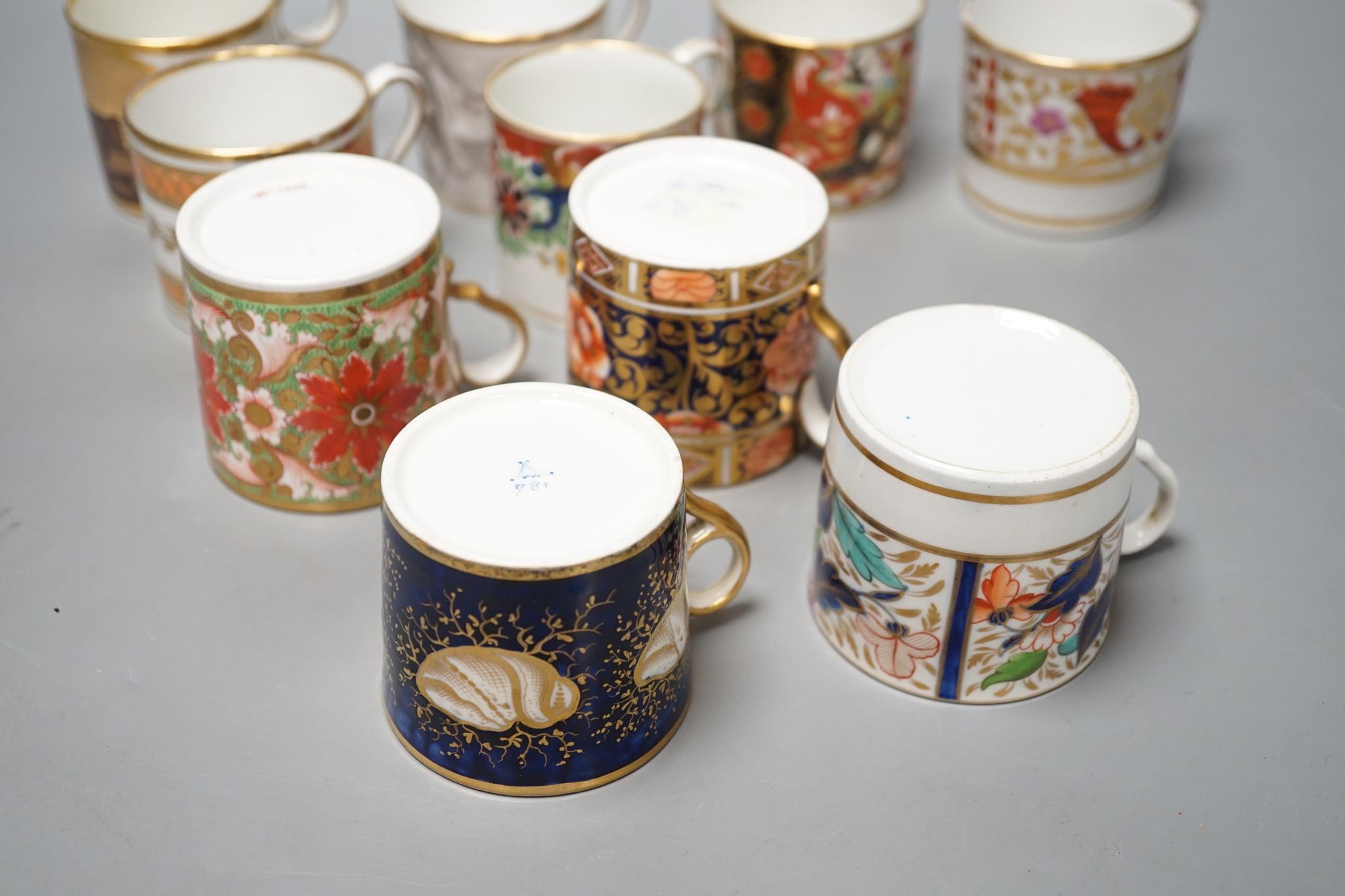 Ten various early 19th century English porcelain coffee cans